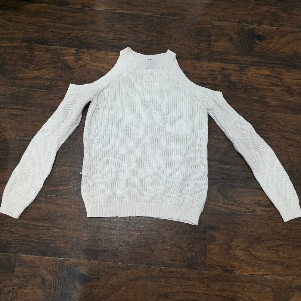 Cream Cold Shoulder Sweater